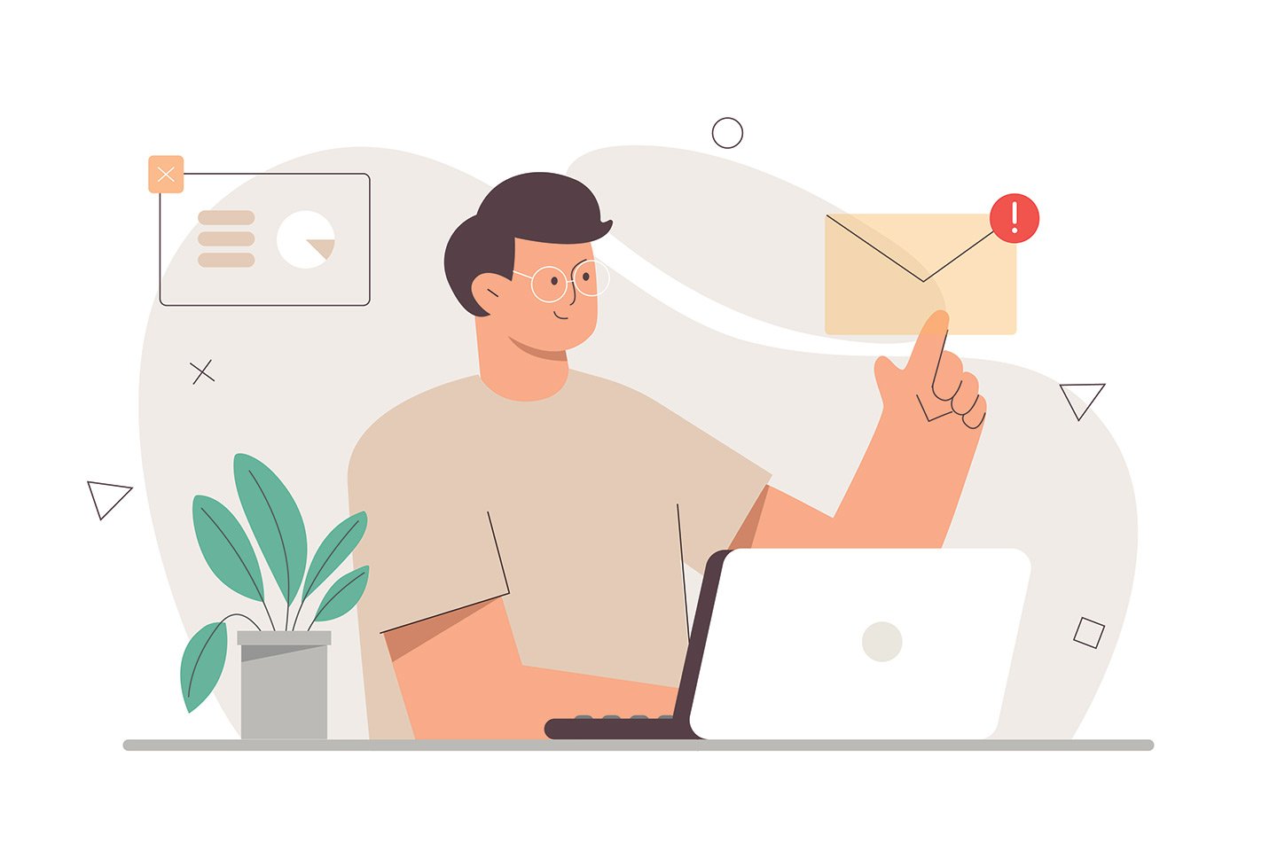 Illustration of someone emailing