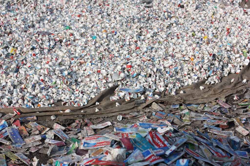 Tubes of toothpaste waste