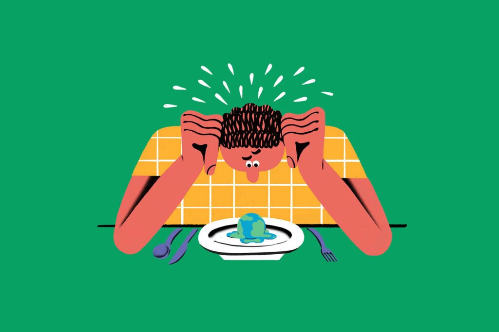 Eating meat climate change illustration