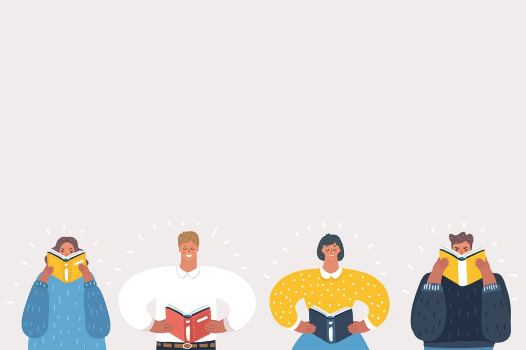 Reading books illustration