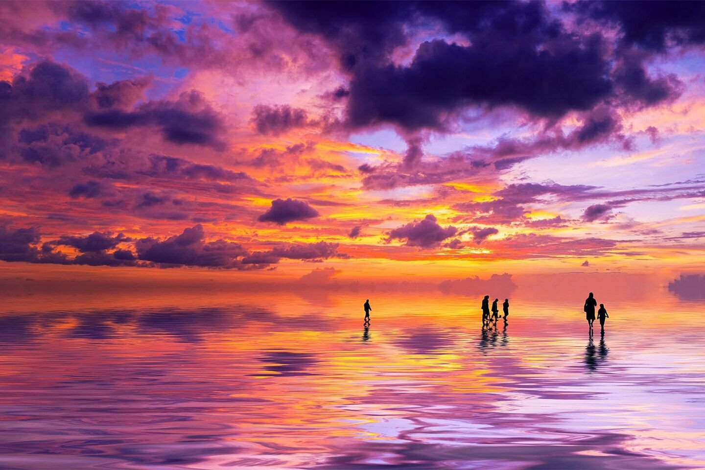 Incredible purple sky reflecting in water